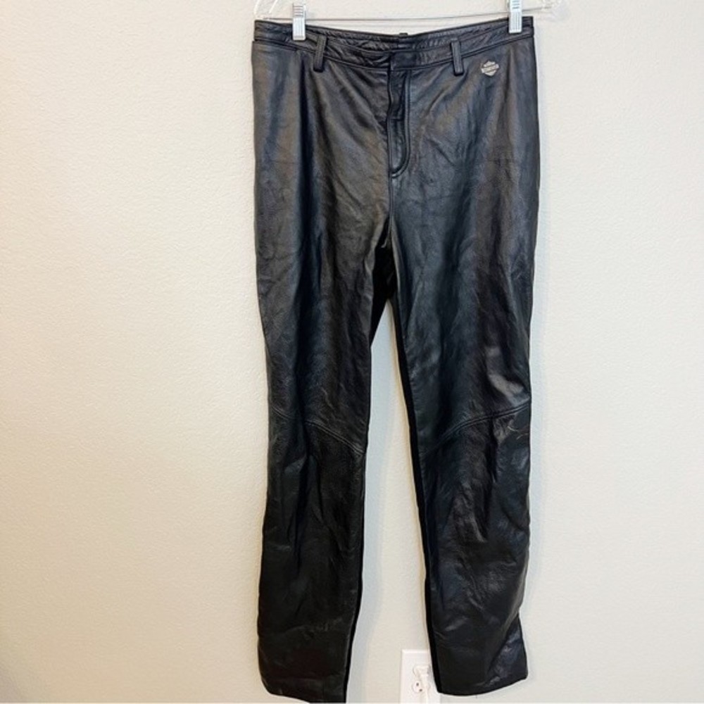 Harley-Davidson Leather Front Pants Woman's size 12 Black
